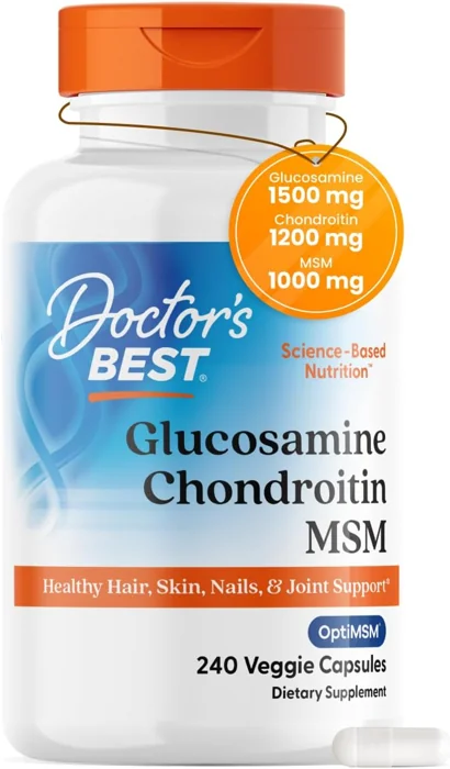 Doctor's Best Glucosamine Chondroitin MSM bottle, 240 veggie capsules