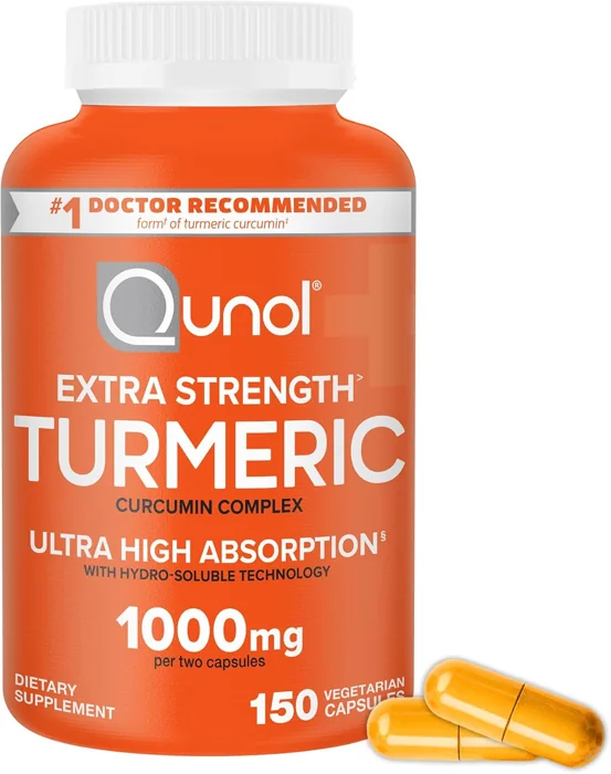 Qunol Extra Strength Turmeric Curcumin Complex bottle, 150 vegetarian capsules